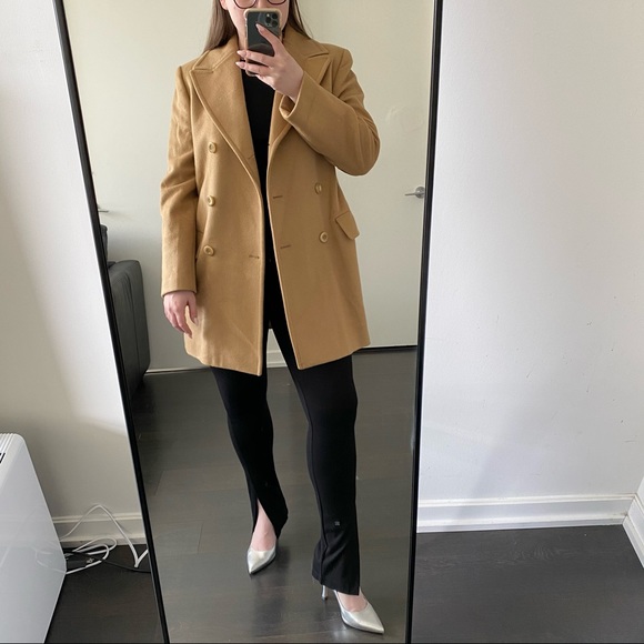 NWOT MaxMara Max&Co. Wool and Cashmere Double Breasted Coat in Camel - Picture 14 of 14